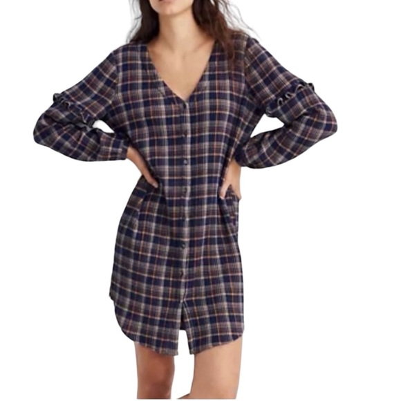 Madewell Plaid Button Up Dress - Picture 1 of 7